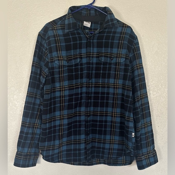 The North Face Arroyo Flannel Shirt Mens Large Blue Plaid Button Up Outdoor - Picture 2 of 8